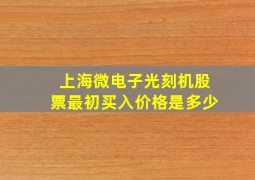 上海微电子光刻机股票最初买入价格是多少