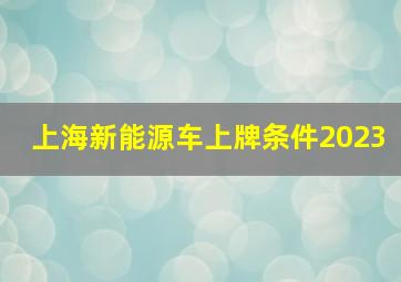 上海新能源车上牌条件2023