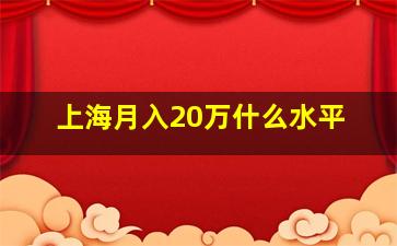 上海月入20万什么水平