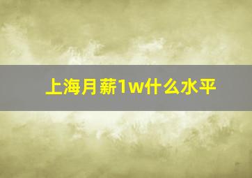 上海月薪1w什么水平