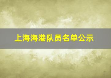 上海海港队员名单公示