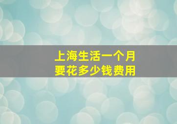 上海生活一个月要花多少钱费用