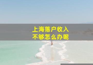 上海落户收入不够怎么办呢