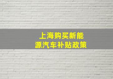 上海购买新能源汽车补贴政策