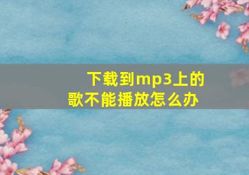 下载到mp3上的歌不能播放怎么办