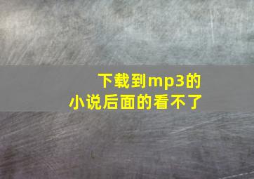 下载到mp3的小说后面的看不了