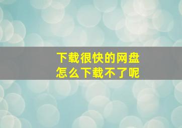 下载很快的网盘怎么下载不了呢