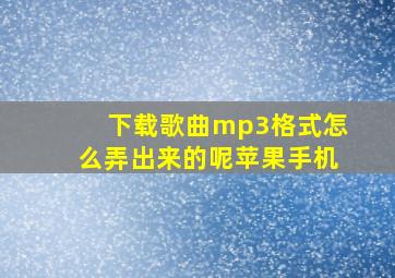 下载歌曲mp3格式怎么弄出来的呢苹果手机