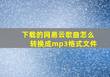 下载的网易云歌曲怎么转换成mp3格式文件