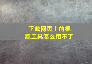 下载网页上的视频工具怎么用不了