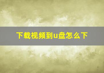 下载视频到u盘怎么下