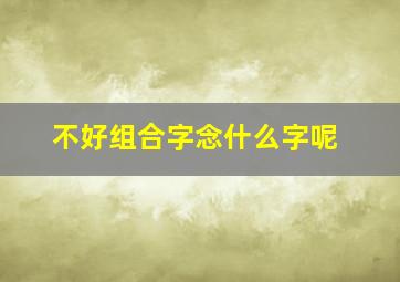 不好组合字念什么字呢