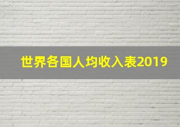 世界各国人均收入表2019