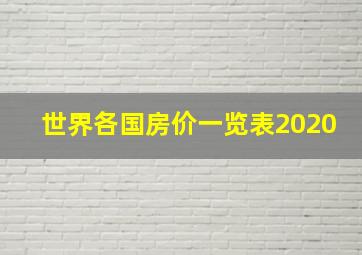 世界各国房价一览表2020