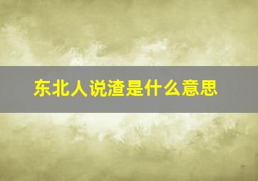 东北人说渣是什么意思