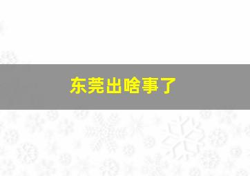 东莞出啥事了