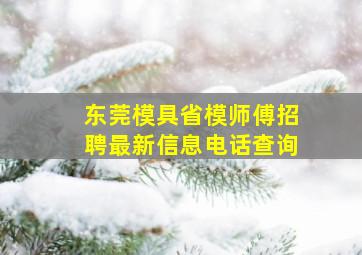 东莞模具省模师傅招聘最新信息电话查询