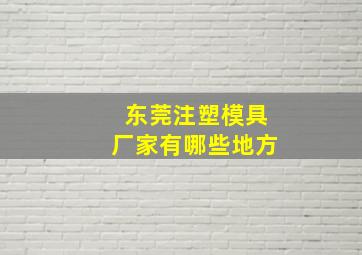 东莞注塑模具厂家有哪些地方