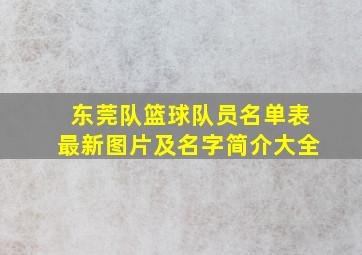 东莞队篮球队员名单表最新图片及名字简介大全