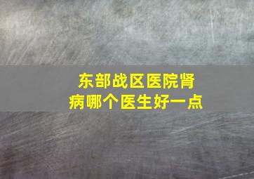 东部战区医院肾病哪个医生好一点