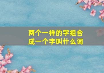 两个一样的字组合成一个字叫什么词