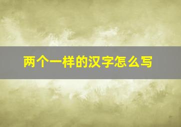 两个一样的汉字怎么写