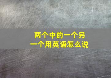 两个中的一个另一个用英语怎么说