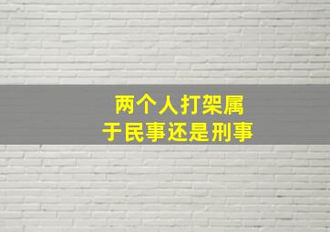 两个人打架属于民事还是刑事