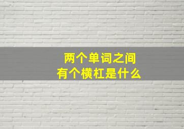 两个单词之间有个横杠是什么