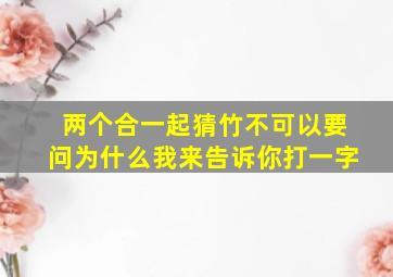 两个合一起猜竹不可以要问为什么我来告诉你打一字