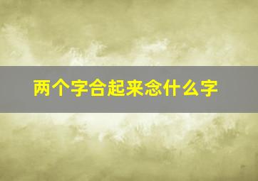 两个字合起来念什么字