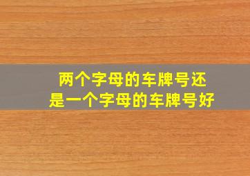 两个字母的车牌号还是一个字母的车牌号好