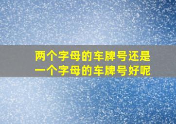 两个字母的车牌号还是一个字母的车牌号好呢