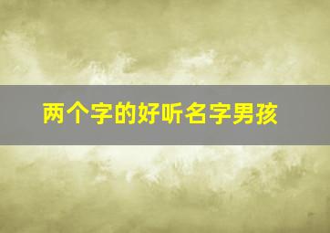 两个字的好听名字男孩