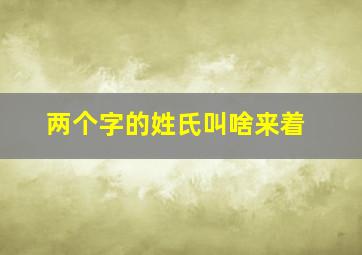 两个字的姓氏叫啥来着