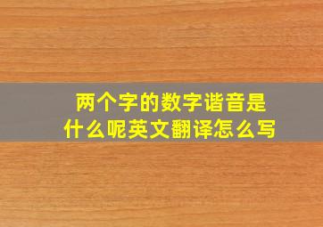 两个字的数字谐音是什么呢英文翻译怎么写