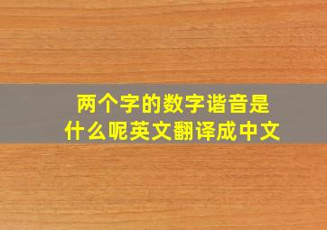 两个字的数字谐音是什么呢英文翻译成中文