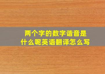 两个字的数字谐音是什么呢英语翻译怎么写