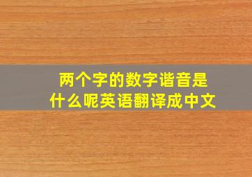 两个字的数字谐音是什么呢英语翻译成中文