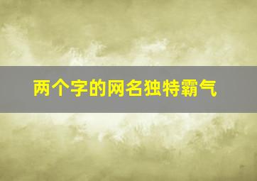 两个字的网名独特霸气