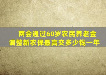 两会通过60岁农民养老金调整新农保最高交多少钱一年