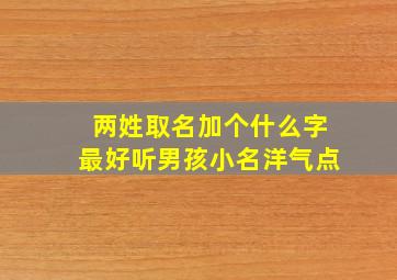 两姓取名加个什么字最好听男孩小名洋气点