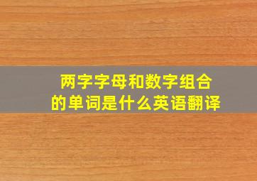 两字字母和数字组合的单词是什么英语翻译