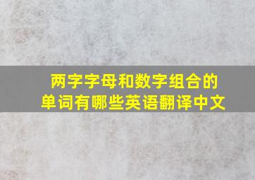 两字字母和数字组合的单词有哪些英语翻译中文