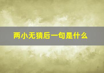 两小无猜后一句是什么