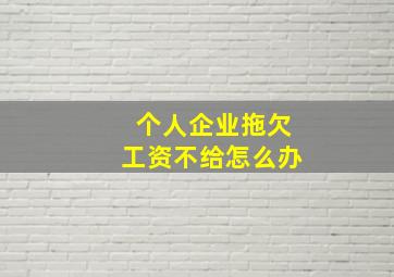 个人企业拖欠工资不给怎么办