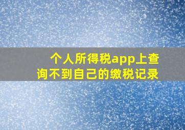 个人所得税app上查询不到自己的缴税记录