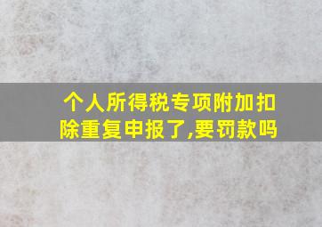 个人所得税专项附加扣除重复申报了,要罚款吗