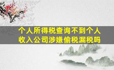 个人所得税查询不到个人收入公司涉嫌偷税漏税吗