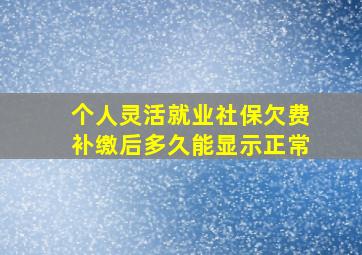 个人灵活就业社保欠费补缴后多久能显示正常